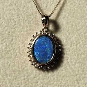 14k yellow gold boulder opal necklace